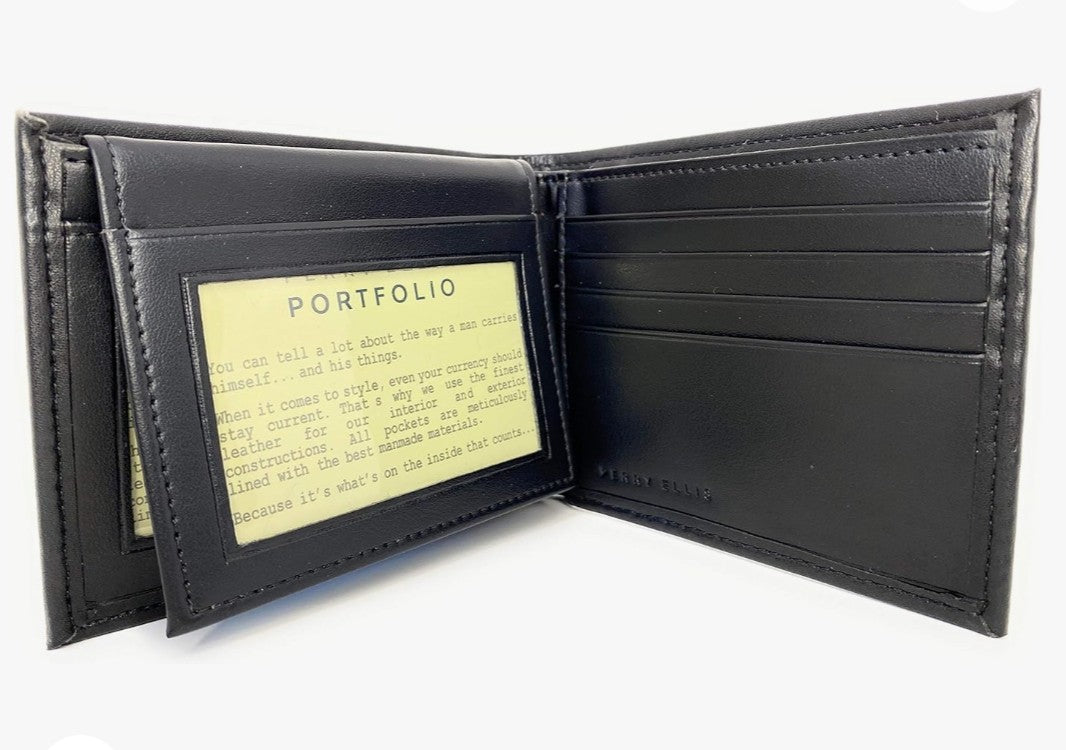 Men's Portfolio Leather Bifold Wallet with Passcase